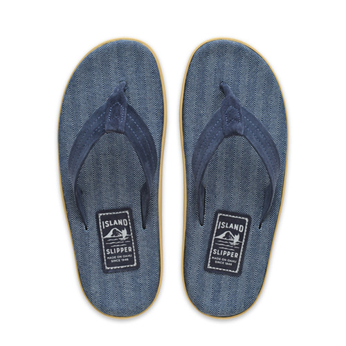 Herringbone/Navy Suede