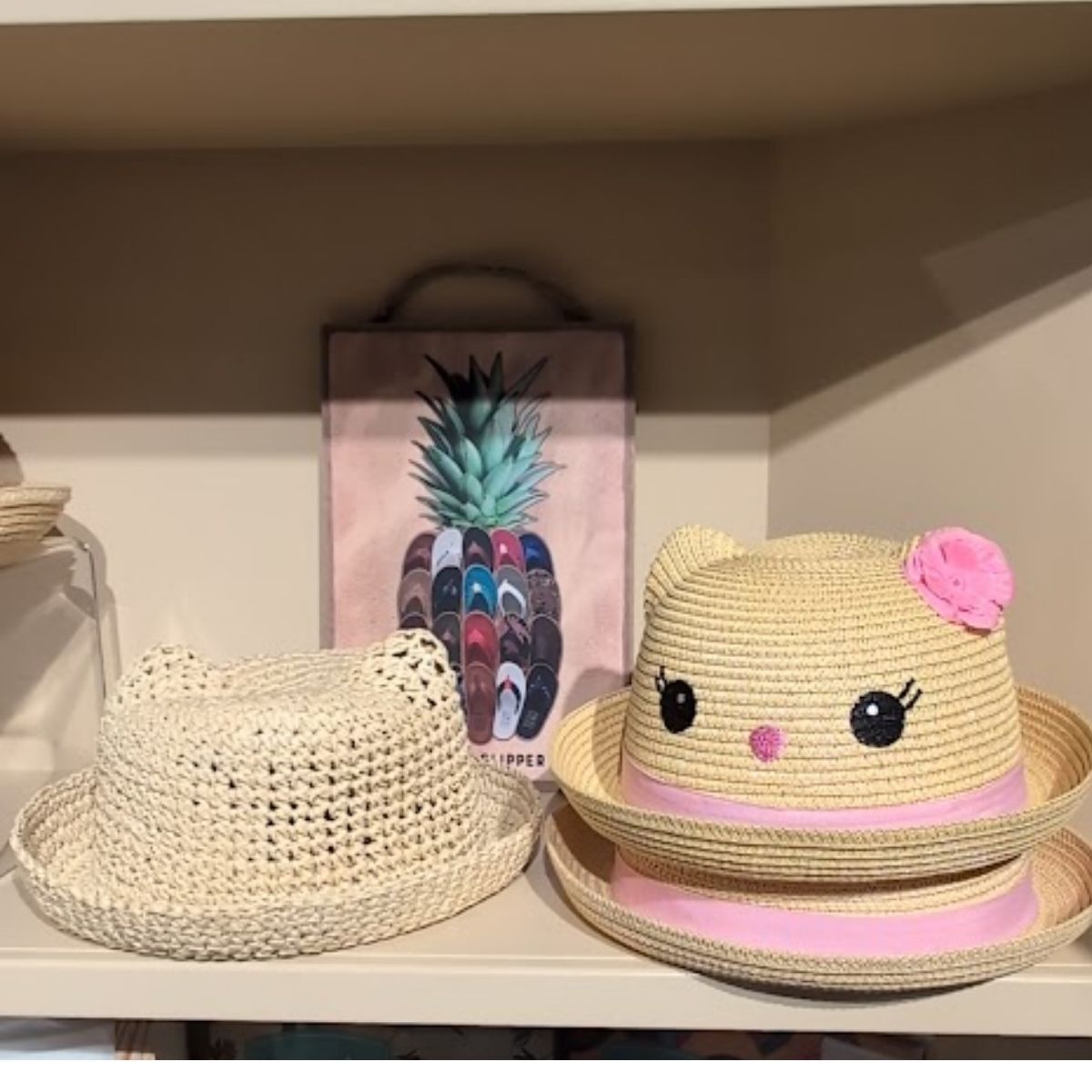 Handwoven hats at Island Slipper Waikīkī store