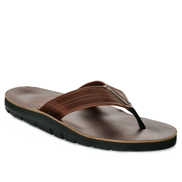 Tuscan Leather Thong Cross Sandal in Brown