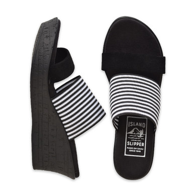 Made in Hawaii | Women's Elastic + Suede Slide Platform Black
