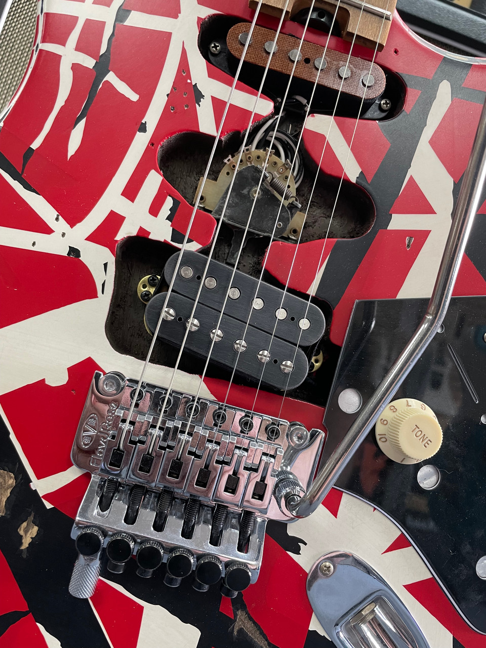 EVH Frankenstein Frankie Red Black White Stripes