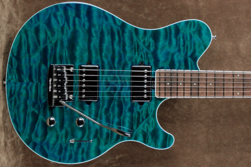 ギター aqua Ernie Ball Music Man Axis Super Sport Aqua Blue Quilt Limited BFR
