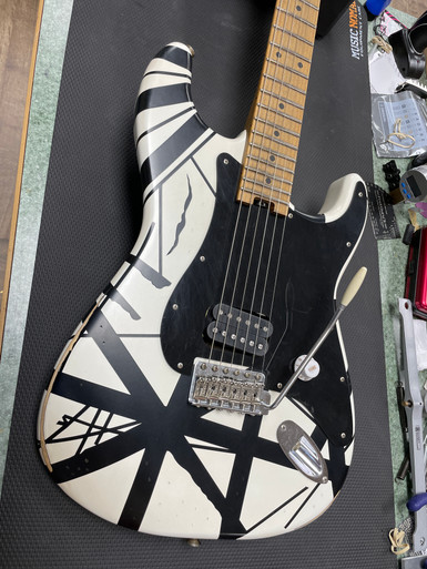 eddie van halen guitar black and white