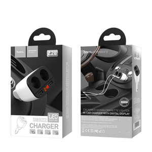 Hoco Dual USB Car Charger With Twin Cigarette Lighter