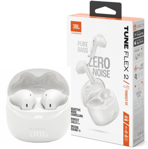 JBL Tune Flex 2 ANC 4 Mic Crisp Clear Call Earbuds White JBL Tune Flex 2 ANC 4 Mic Crisp Clear Call Earbuds White