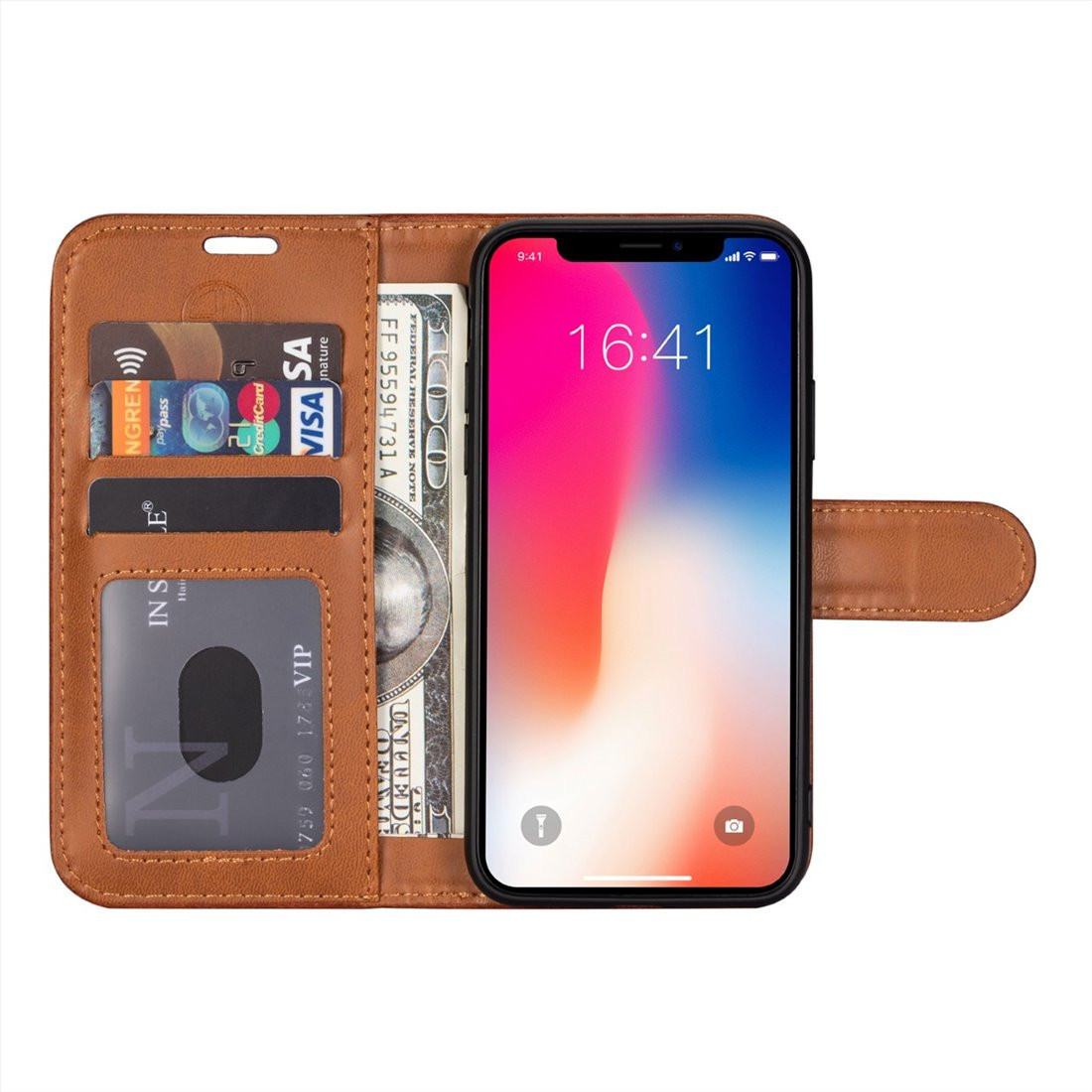ANG PU Leather Mobile Phone Book Case (Brown) - Iphone 16 Pro ANG PU Leather Mobile Phone Book Case (Brown) - Iphone 16 Pro