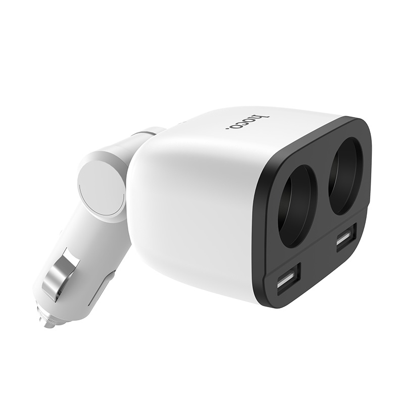Hoco Dual USB Car Charger With Twin Cigarette Lighter