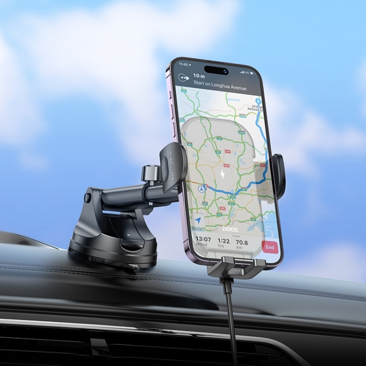 Hoco HW5 Journey Wireless Fast Charging Center Console Car Dash & Glass Holder(Black) Hoco HW5 Journey Wireless Fast Charging Center Console Car Dash & Glass Holder(Black)