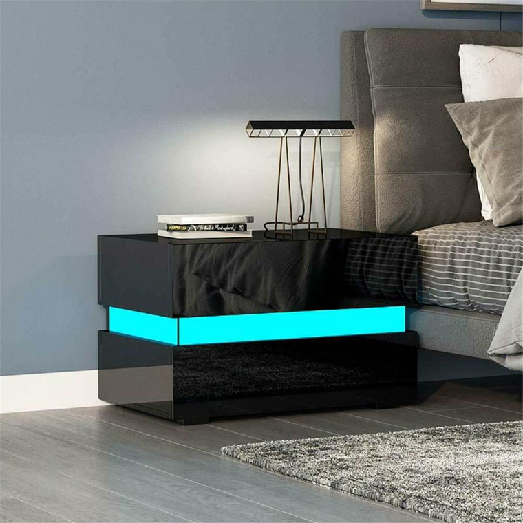 RGB LED Nightstand Coffee Table Magazine Bed side Table Cabinet Storage Bedside Table Bedroom Home Furniture Bedroom Decoration|Nightstands|