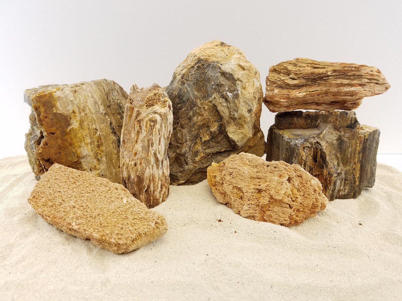 Lifegard Canyon Petrified Stone - 44 Lbs box of MEDIUM size stones