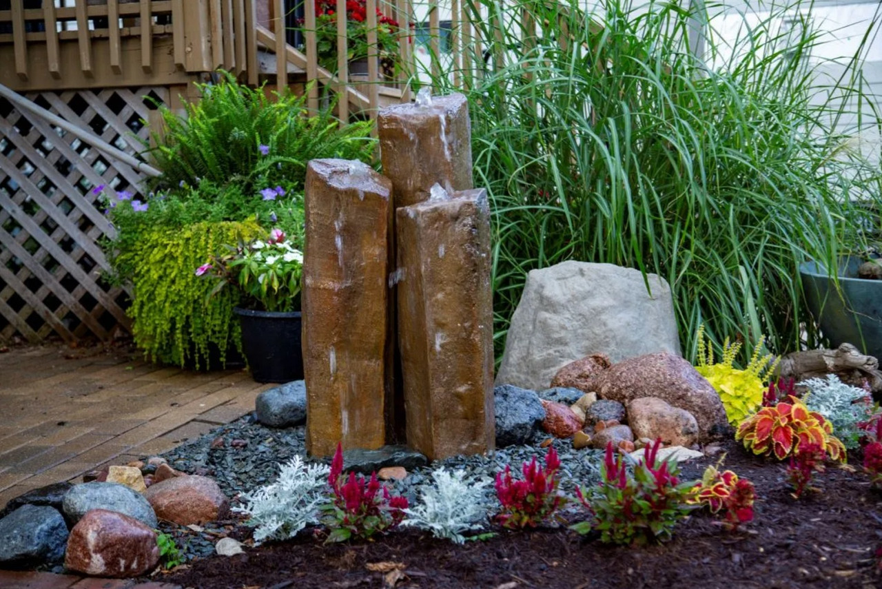 Aquascape Faux Basalt Columns make it easier than ever to create an impressive, recirculating, three-piece fountain. 