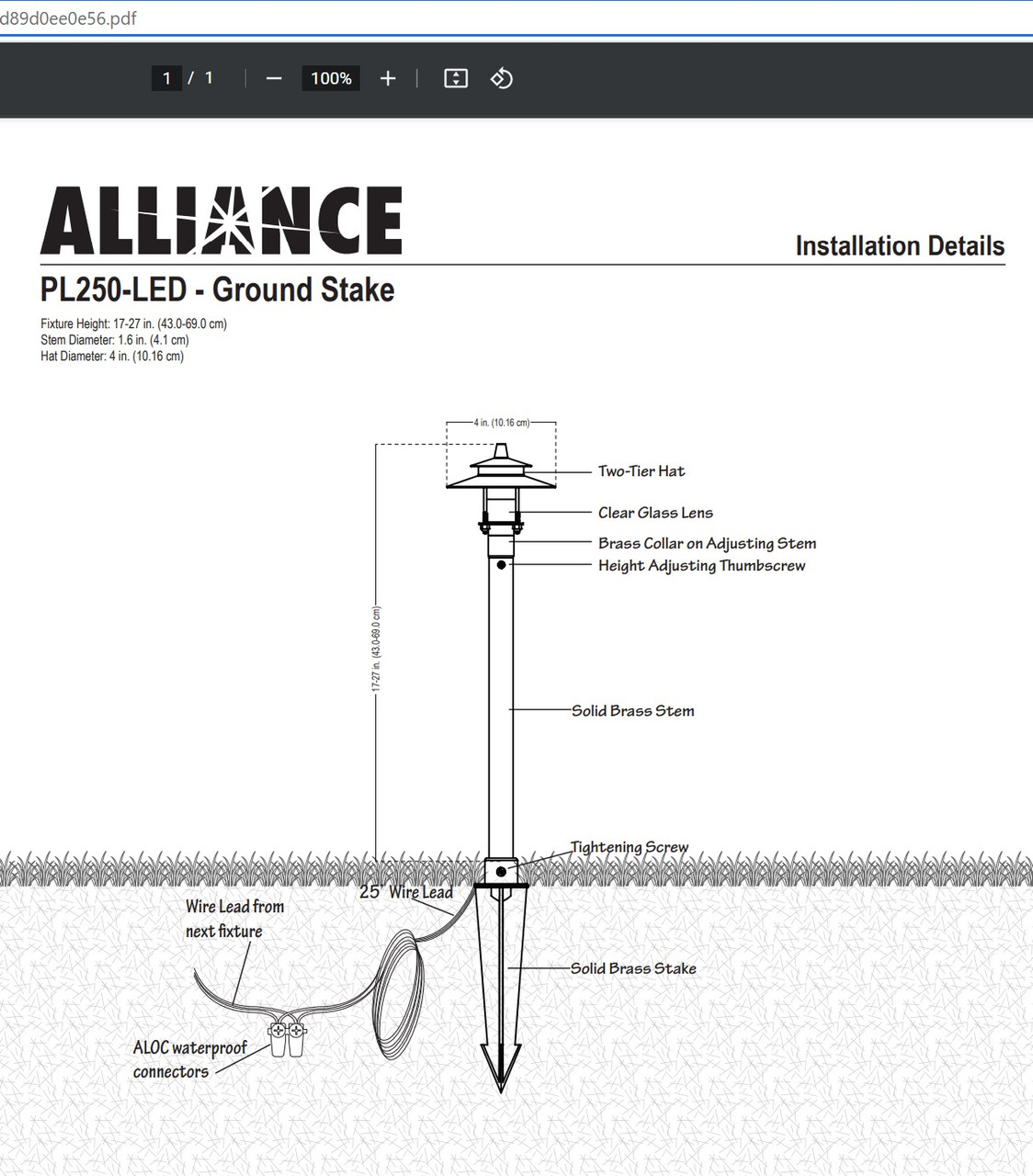 Alliance PL250 LED Path Light 