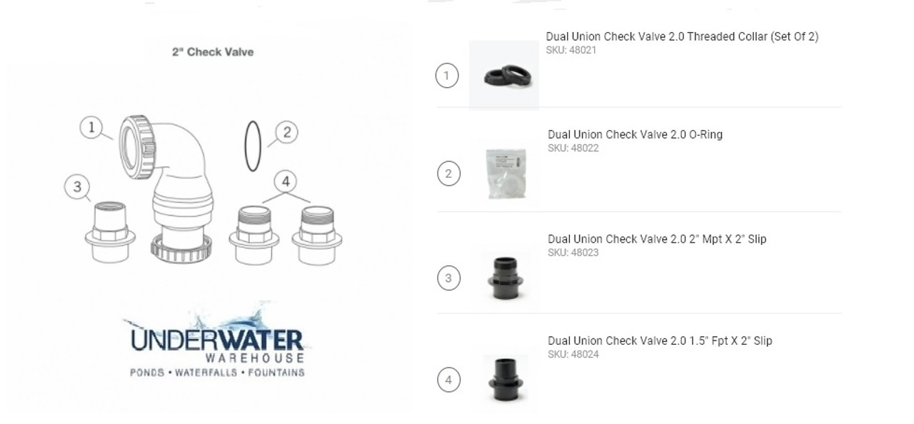 Aquascape Dual Union Check Valve 2.0   Underwater Warehouse