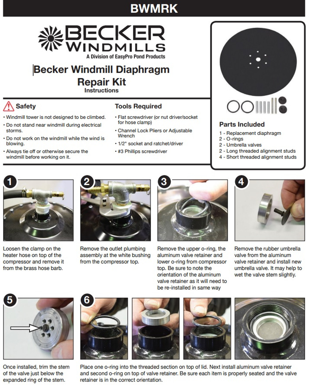 Becker Windmill Replacement Diaphragm Kit