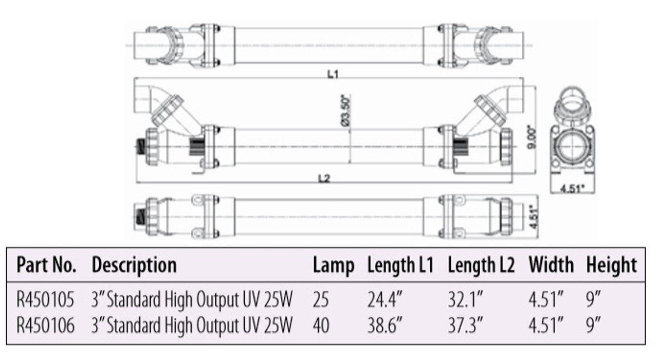 Lifegard Aquatics Standard Pro-MAX UV - 3" Inlet/Outlet