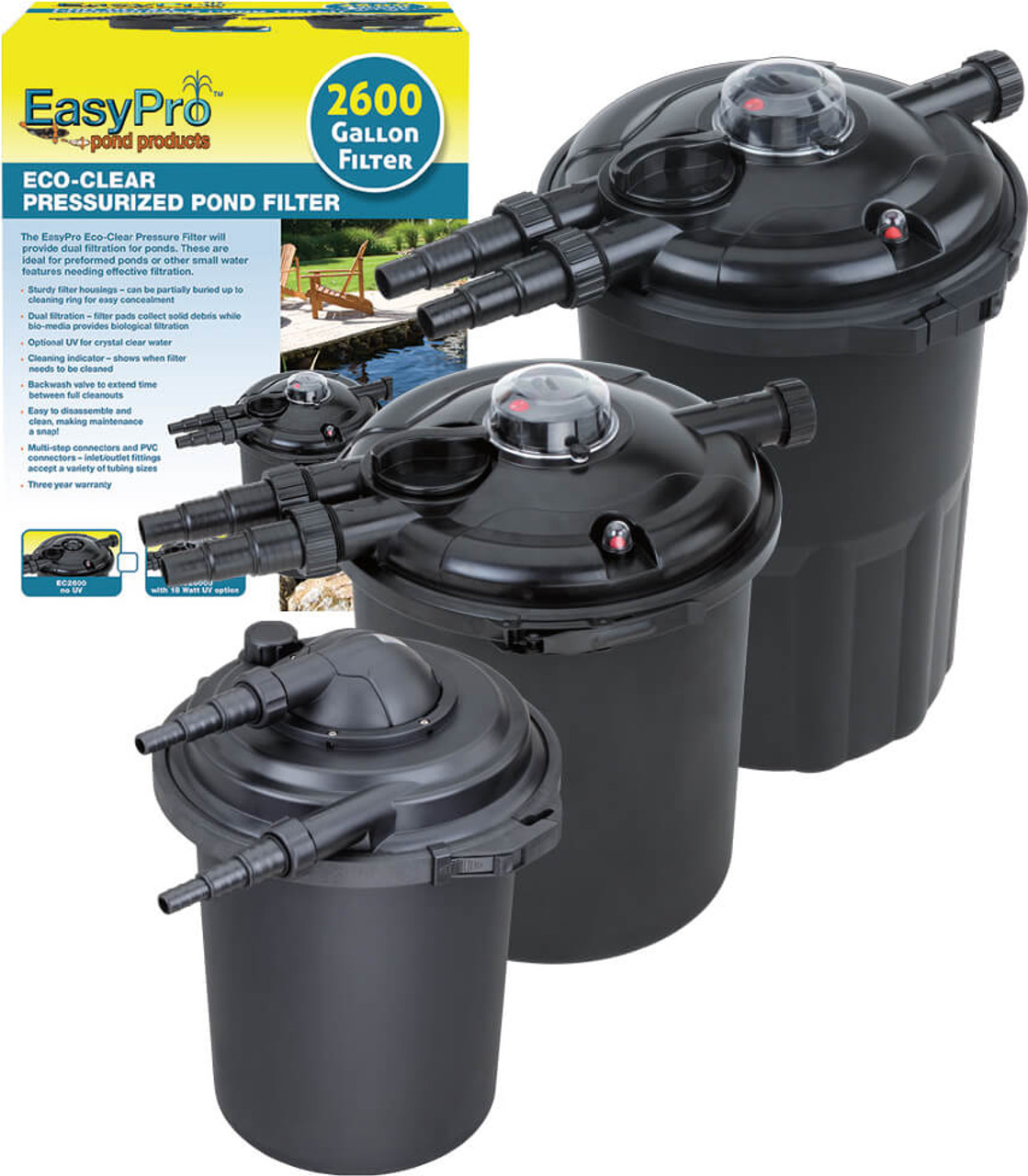 EasyPro EC1300 Eco-Clear Pressurized Filter without UV - up to 1300 Gal. (FREE SHIPPING)