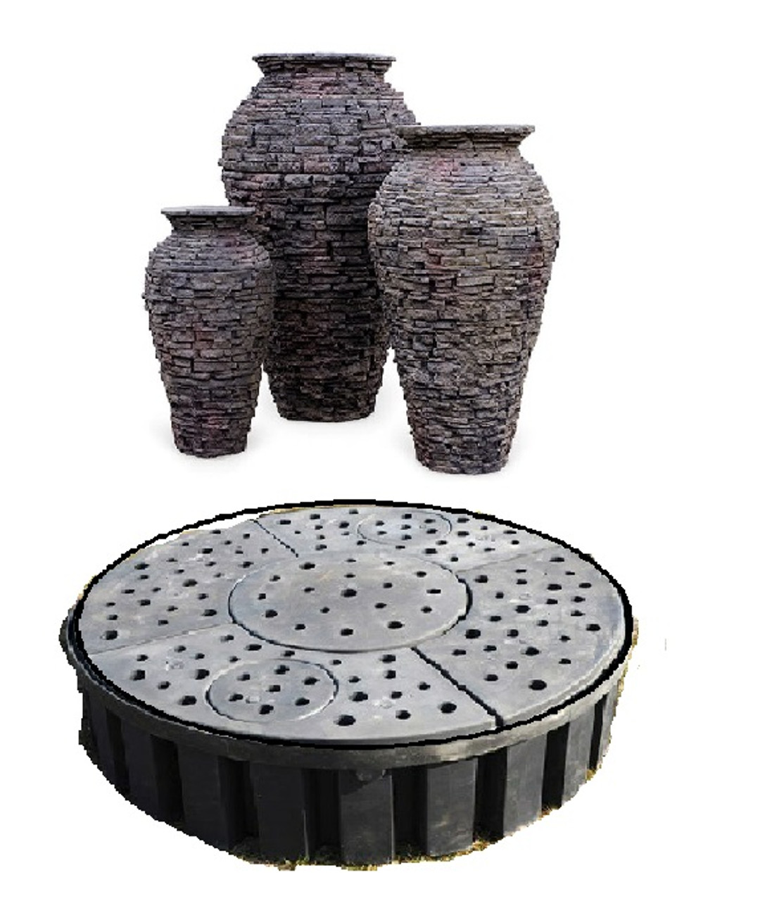 Aquascape DIY Stacked Slate Urn Fountain Kit w/ LARGE Basin 