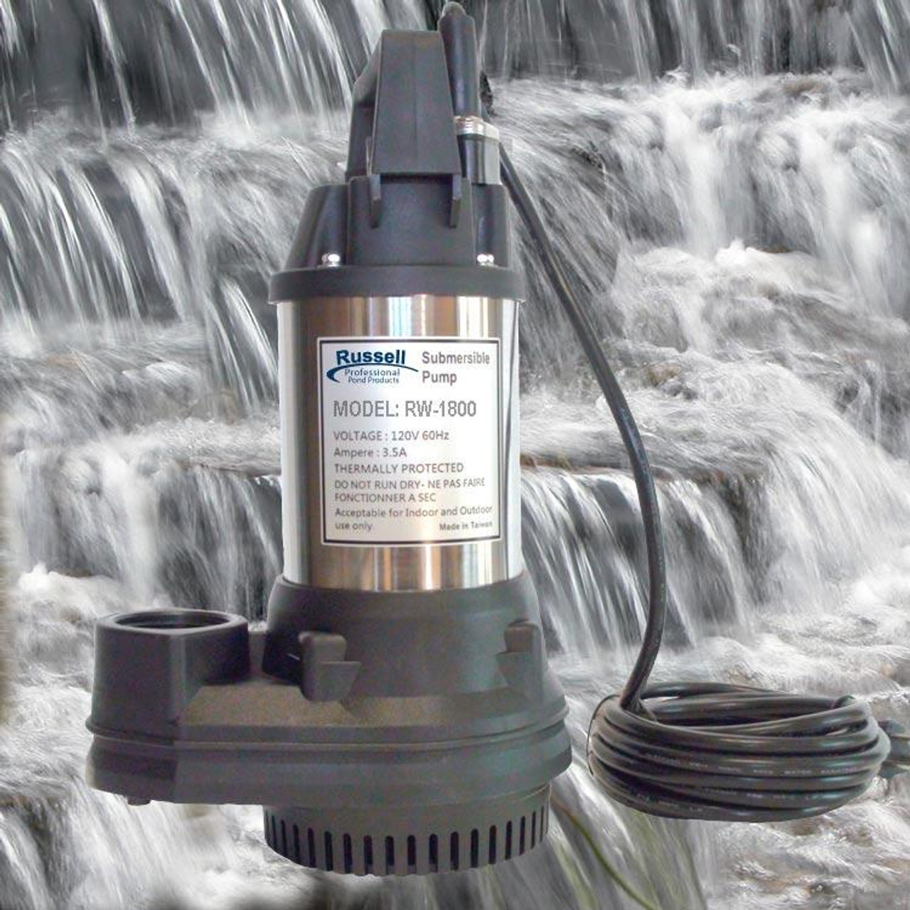 The Russell Watergardens RW-1800 Pond and Waterfall Pump is a reliable and dependable submersible pump. 