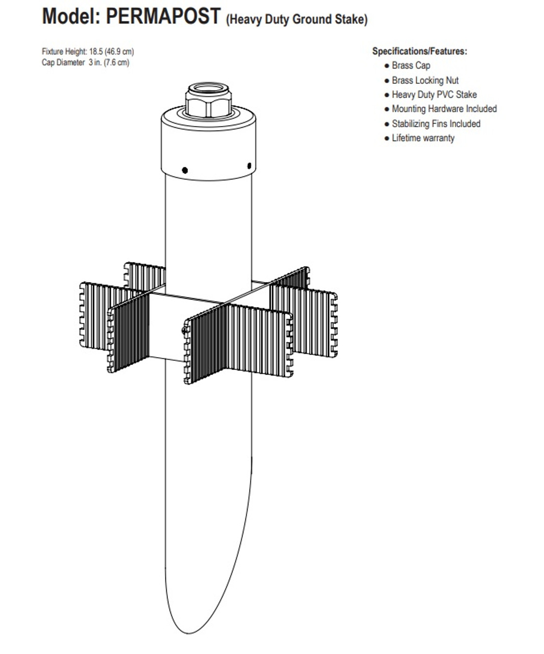 Alliance Heavy Duty Ground Stake with Brass Cap and Stabilizer Inserts (FREE SHIPPING)