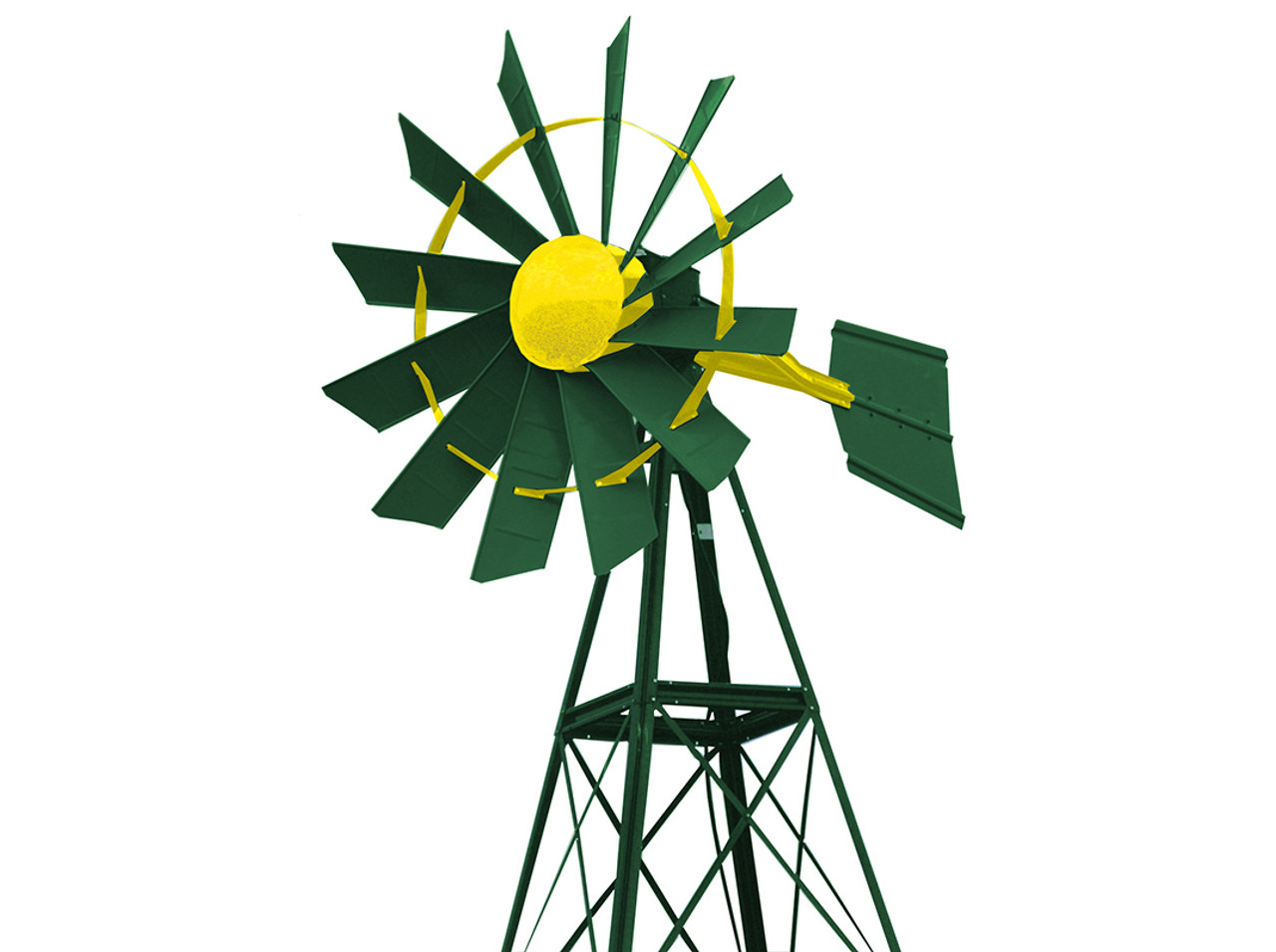 20 ft. Outdoor Water Solutions Powder Coated 3 Leg Windmill System - Green & Yellow