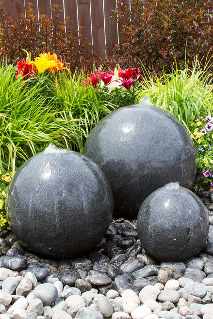 Blue Thumb Triple Black Granite Sphere Fountain