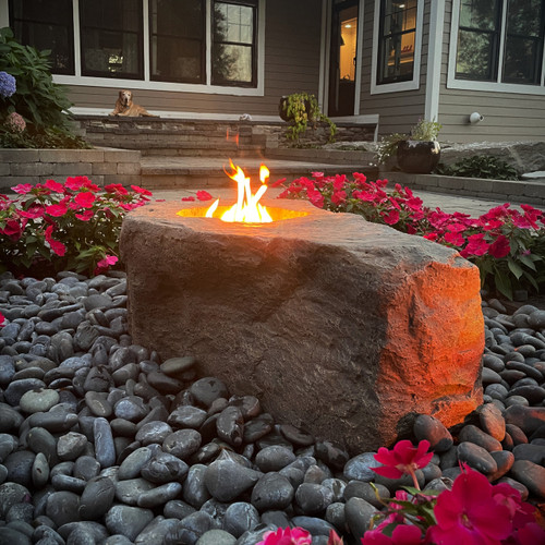 Blue Thumb Medium Fire Boulder with Propane Burner Kit