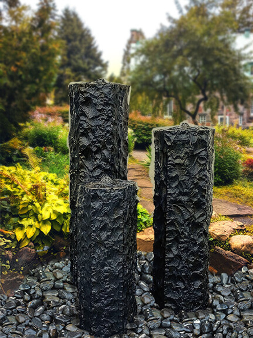 Tranquil Decor Textured Midnight Basalt Fountain Trio - 20", 27", 35"