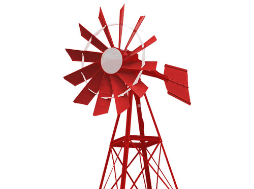 20 ft. Outdoor Water Solutions Powder Coated 3 Leg Windmill System - Red & White 
