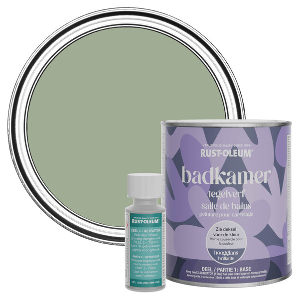 Peinture pour Carrelage de Salle de Bain, Finition Brillante - Vert Kaki 750ml