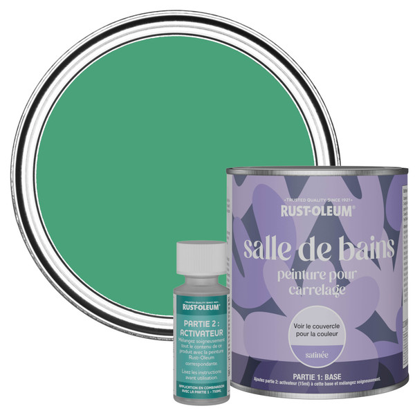 Peinture pour Carrelage de Salle de Bain, Finition Satinée - Émeraude 750ml
