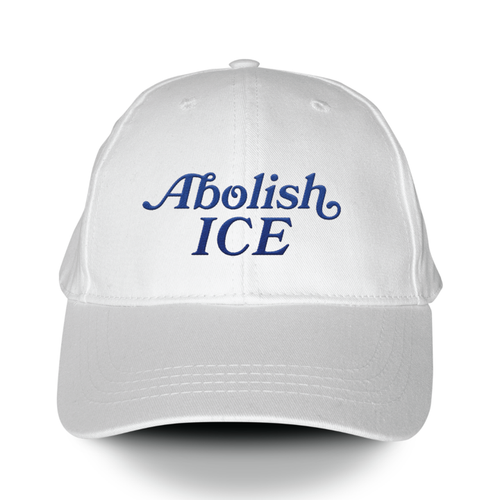 Abolish ICE (Embroidered White Baseball Cap)