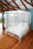 Bed Canopy suspended using curtain rod and 4 hooks in your ceiling