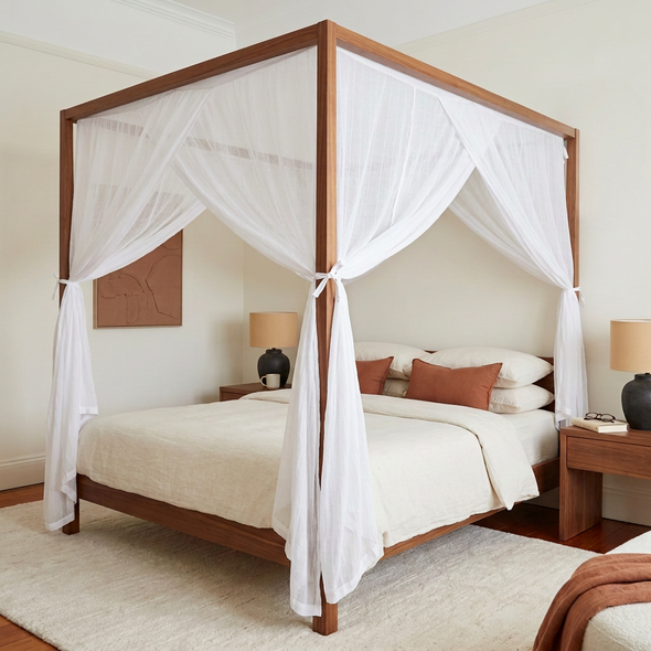 canopy bed curtain cotton super king