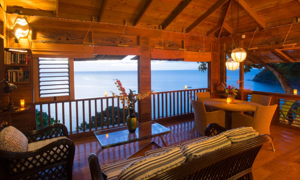 Sheer box bed canopy at Castara Retreats, Castara Bay, Tobago