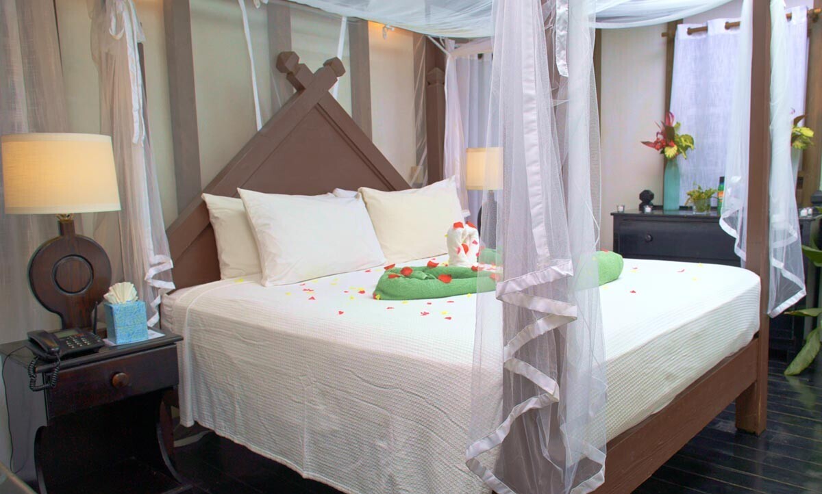 Sheer super king bed canopy at Cocos Hotel, Antigua