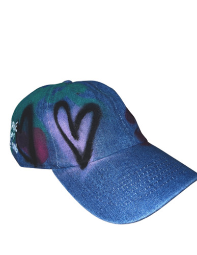 Art heart tagged denim cap