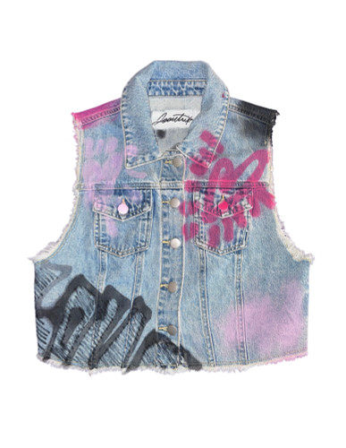 ləv yərˈself denim vest 