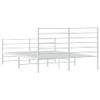 Metal Bed Frame with Headboard and Footboard White 137x187 cm Double