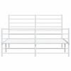 Metal Bed Frame with Headboard and Footboard White 153x203 cm Queen