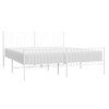 Metal Bed Frame with Headboard and Footboard White 183x203 cm King