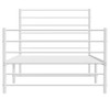Metal Bed Frame with Headboard and Footboard White 107x203 cm King Single Size
