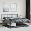 Metal Bed Frame with Headboard Black 183x203 cm King Size