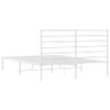 Metal Bed Frame with Headboard White 137x187 cm Double Size