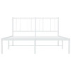 Metal Bed Frame with Headboard White 137x187 cm Double Size