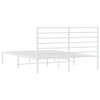 Metal Bed Frame with Headboard White 153x203 cm Queen Size