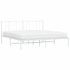 Metal Bed Frame with Headboard White 183x203 cm King Size