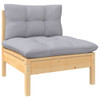 3-Seater Garden Sofa with Grey Cushions Solid Pinewood