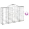 Arched Gabion Baskets 2 pcs 200x30x120/140 cm Galvanised Iron