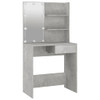 Dressing Table with LED Concrete Grey 74.5x40x141 cm