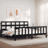 vidaXL Bed Frame with Headboard Black 183x203 cm King Solid Wood
